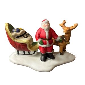 Lemax Dickensvale Porcelain Santa with Sled Figurine (1992, Original Box)